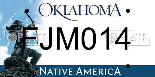 FJM014 Oklahoma License Plate