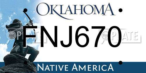 FNJ670 Oklahoma License Plate