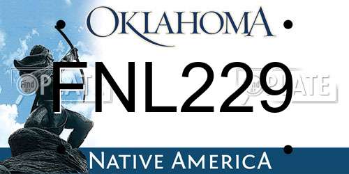 FNL229 Oklahoma License Plate