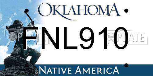 FNL910 Oklahoma License Plate