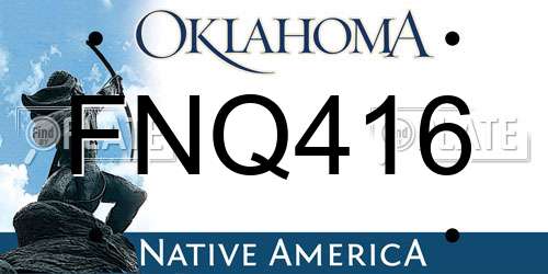 FNQ416 Oklahoma License Plate