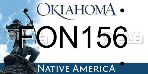 FON156 Oklahoma License Plate