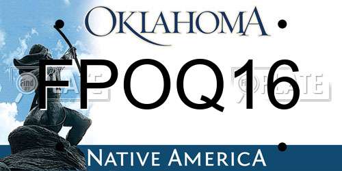 FPOQ16 Oklahoma License Plate
