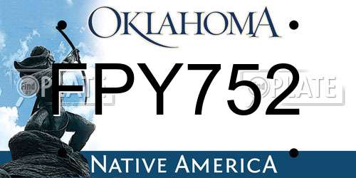 FPY752 Oklahoma License Plate