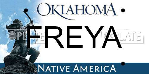 FREYA Oklahoma License Plate