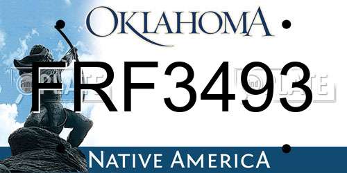 FRF3493 Oklahoma License Plate