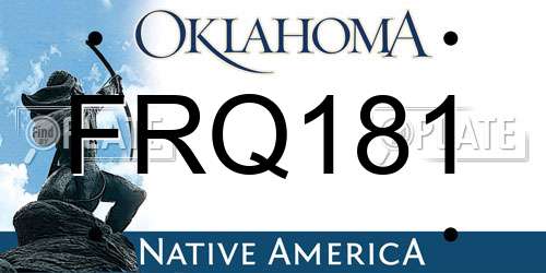 FRQ181 Oklahoma License Plate