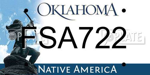 FSA722 Oklahoma License Plate