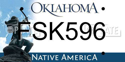 FSK596 Oklahoma License Plate
