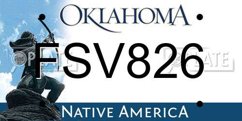 FSV826 Oklahoma License Plate