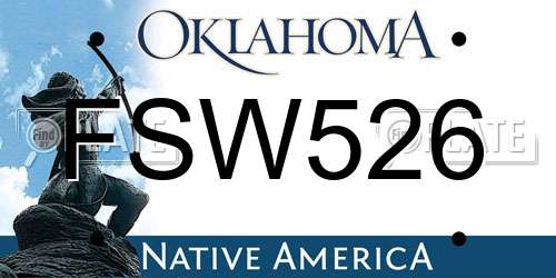 FSW526 Oklahoma License Plate