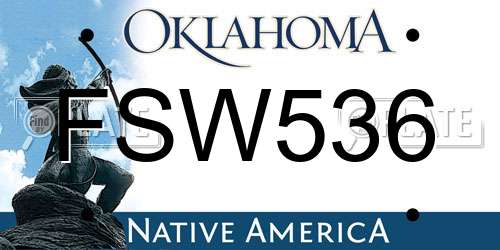 FSW536 Oklahoma License Plate