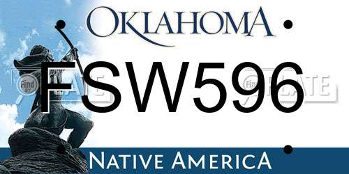FSW596 Oklahoma License Plate