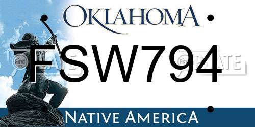 FSW794 Oklahoma License Plate