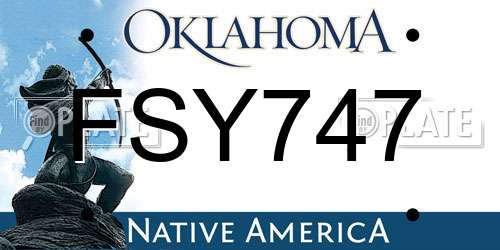 FSY747 Oklahoma License Plate