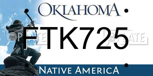 FTK725 Oklahoma License Plate