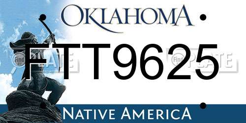 FTT9625 Oklahoma License Plate