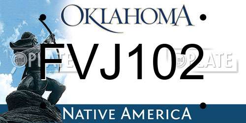 FVJ102 Oklahoma License Plate