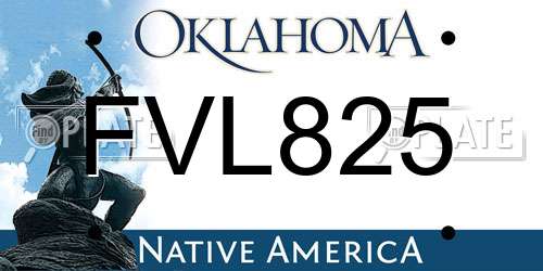 FVL825 Oklahoma License Plate