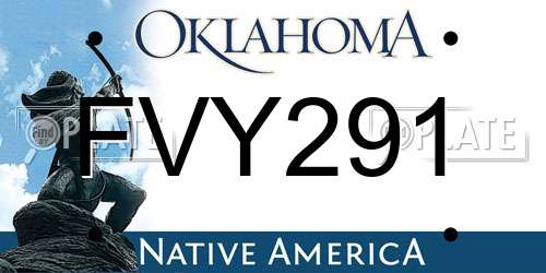 FVY291 Oklahoma License Plate