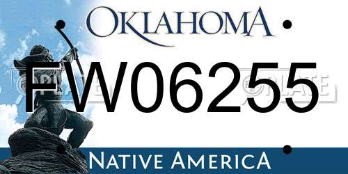 FW06255 Oklahoma License Plate