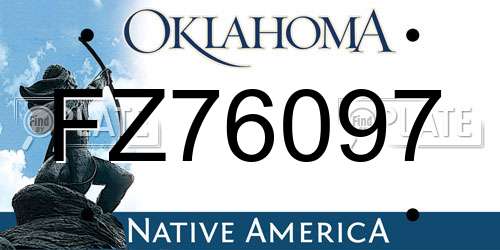 FZ76097 Oklahoma License Plate