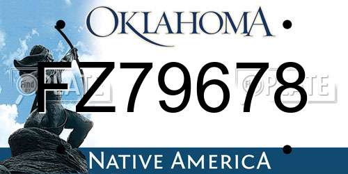 FZ79678 Oklahoma License Plate