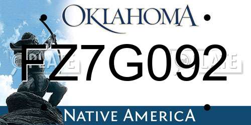 FZ7G092 Oklahoma License Plate