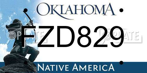 FZD829 Oklahoma License Plate
