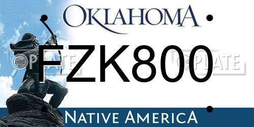 FZK800 Oklahoma License Plate