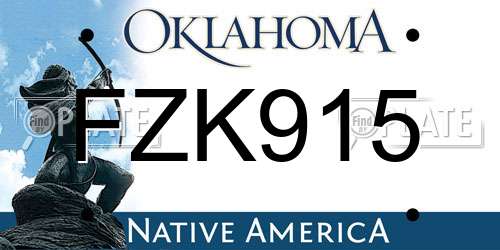FZK915 Oklahoma License Plate