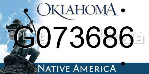 G073686 Oklahoma License Plate