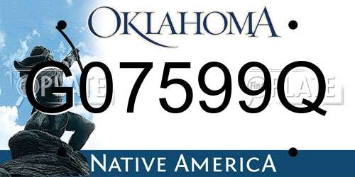 G07599Q Oklahoma License Plate