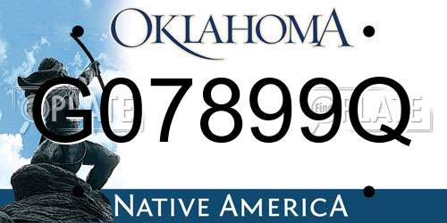 G07899Q Oklahoma License Plate