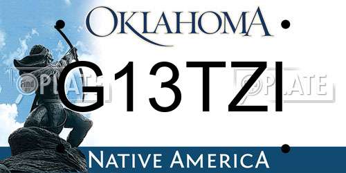 G13TZI Oklahoma License Plate