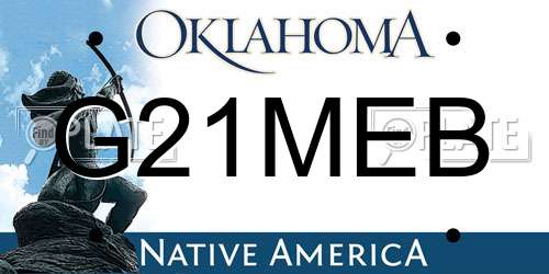 G21MEB Oklahoma License Plate