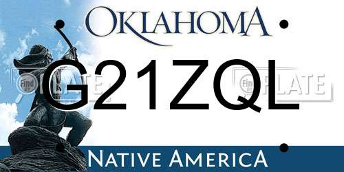 G21ZQL Oklahoma License Plate