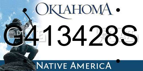 G413428S Oklahoma License Plate