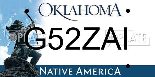 G52ZAI Oklahoma License Plate