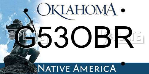 G53OBR Oklahoma License Plate