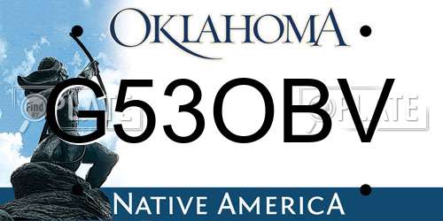 G53OBV Oklahoma License Plate