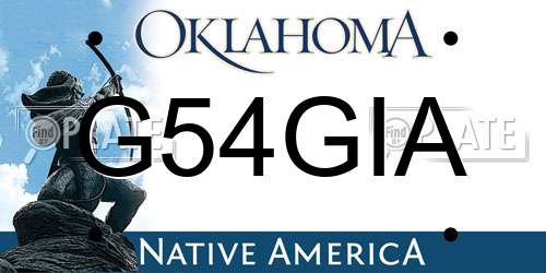 G54GIA Oklahoma License Plate