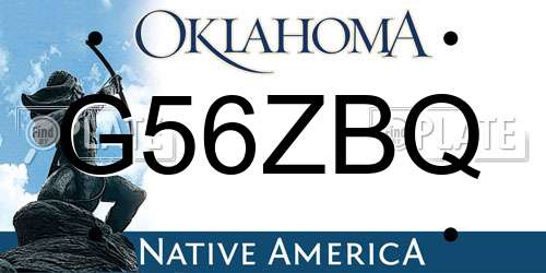 G56ZBQ Oklahoma License Plate