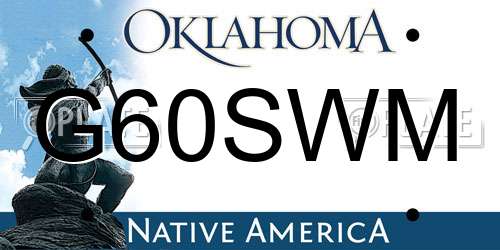 G60SWM Oklahoma License Plate