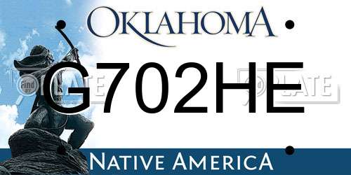 G702HE Oklahoma License Plate