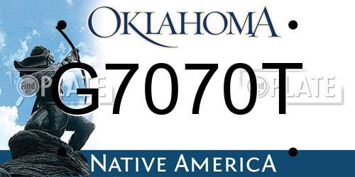 G7070T Oklahoma License Plate