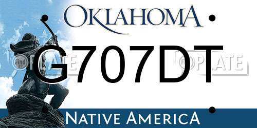 G707DT Oklahoma License Plate