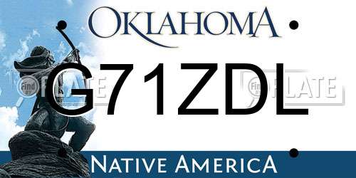 G71ZDL Oklahoma License Plate