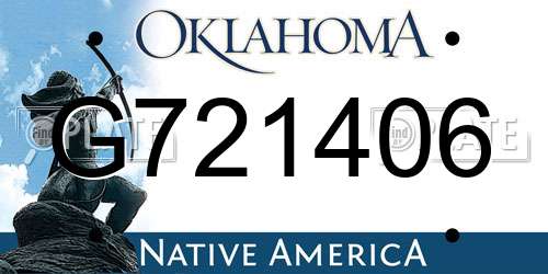 G721406 Oklahoma License Plate