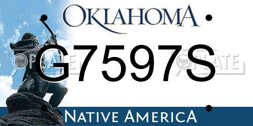 G7597S Oklahoma License Plate